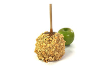 Load image into Gallery viewer, This is a caraeml apple with peanuts.  There is also Granny Smith apple in the background.